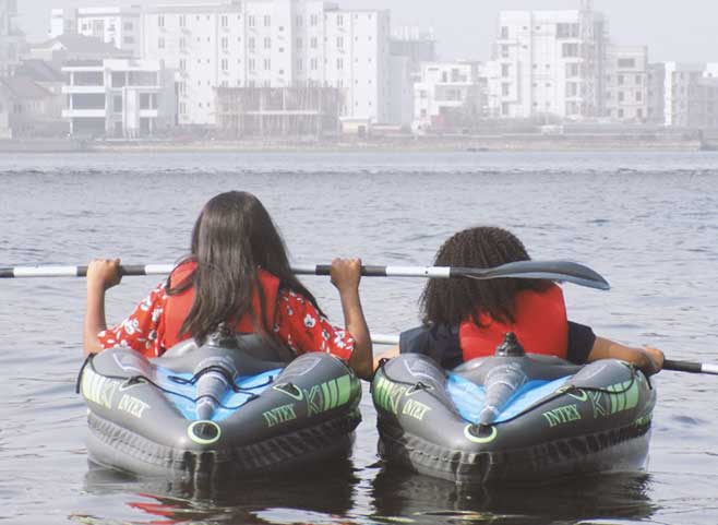 Dual inflatable kayaks